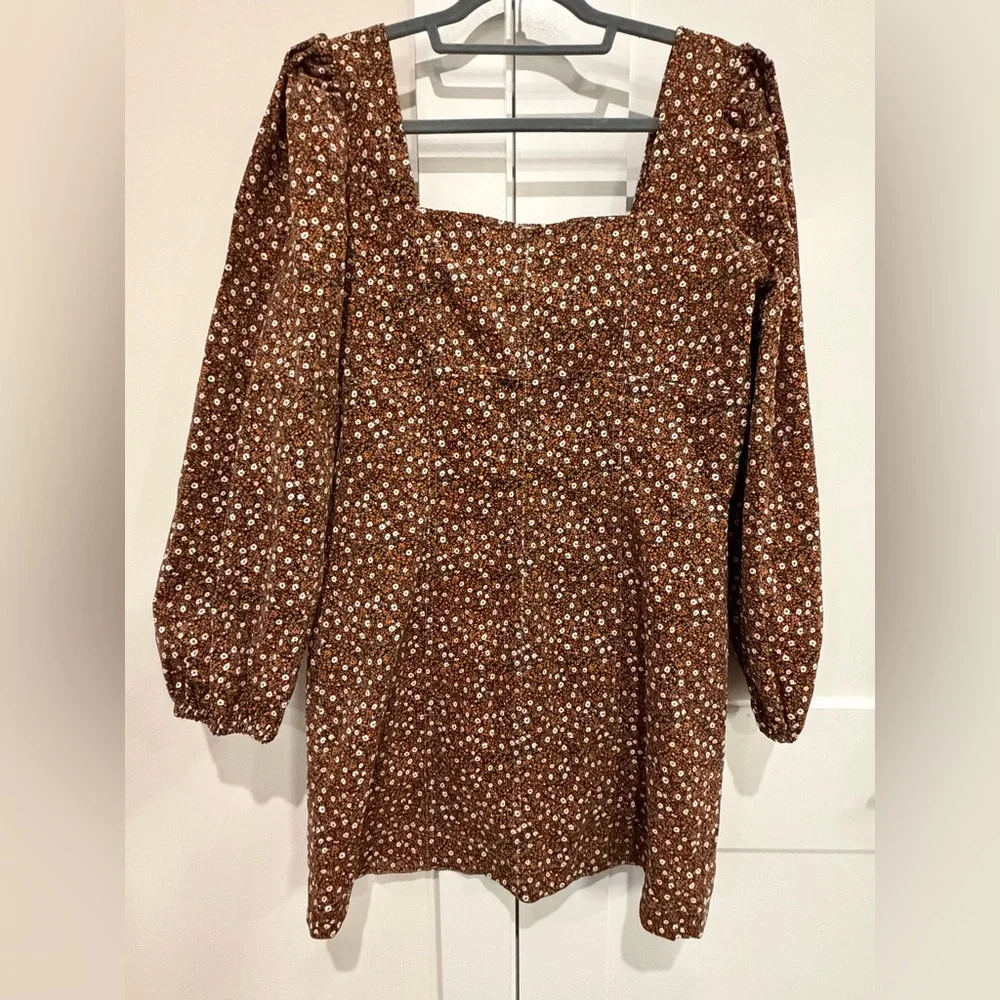 Free People Call Me Cord Corduroy Floral Mini Dress NEW WITH TAGS Sz 12 Y2K Boho